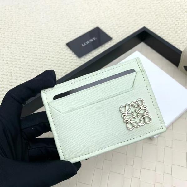 Loewe Card Holder Case Wallet Anagram Hardware Silver With Dust cover & OG Box L1109 White