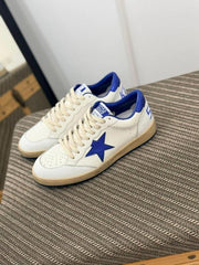 Golden Goose Mens Ball Star in white nappa with blue star