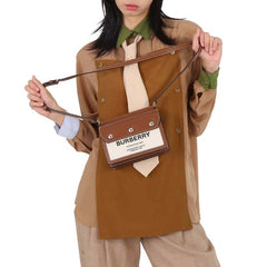 Burberry Horseferry Pocket Cross Body Bag With OG Box Dust Bag (Brown-205)
