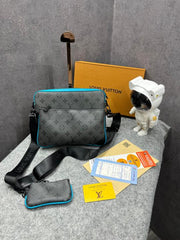 Louis Vuitton LV Virgil Abloh Trio Messenger Multi Crossbody Bag With OG Box & Dust Bag (Grey Flower Blue 45320)