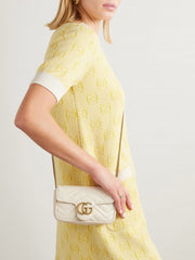 Gucci GG Marmont Mini Matelasse Shoulder Bag With OG Box & Dust Bag (White-907)