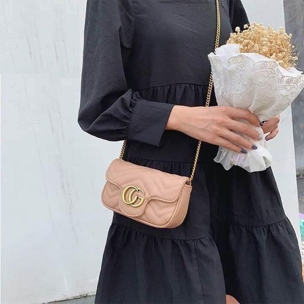 Gucci GG Marmont Mini Matelasse Shoulder Bag With OG Box & Dust Bag (Pink-908)