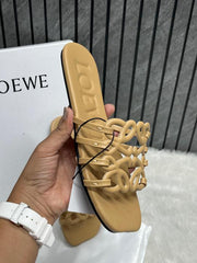 Loewe Beige Petal Anagram Slides For Women With Original Box And Dust Cover