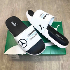 Puma Mercedes AMG Petronas Soft Comfort Premium White Black Slides