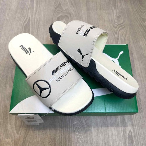 Puma Mercedes AMG Petronas Soft Comfort Premium Beige Black Slides