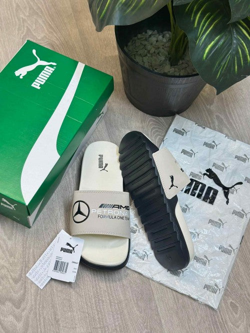 Puma Mercedes AMG Petronas Soft Comfort Premium Beige Black Slides