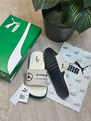 Puma Mercedes AMG Petronas Soft Comfort Premium Beige Black Slides