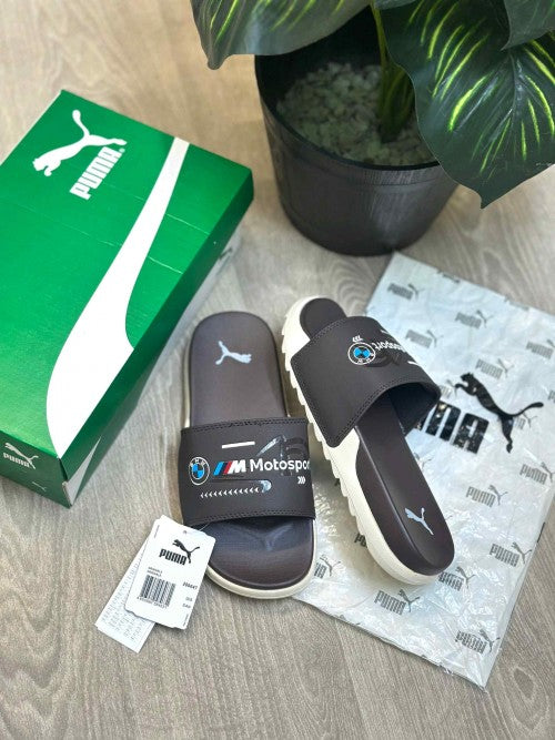 Puma BMW Motorsport Soft Comfort Premium Brown Beige Slides