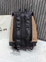 Coach Warner Backpack Signature Canvas Coated Canvas Leather With Dust Cover 909 Apricot Black