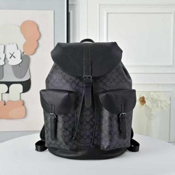 Coach Warner Backpack Signature Coated Canvas Leather With Dust Cover 909 Black Black
