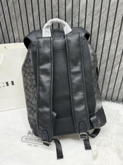 Coach Warner Backpack Signature Coated Canvas Leather With Dust Cover 909 Black Black