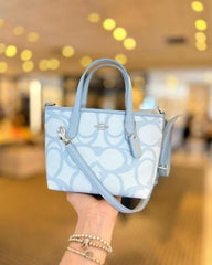 Coach City Mini Tote With OG Box Dust Cover Signature Canvas Blue 6602