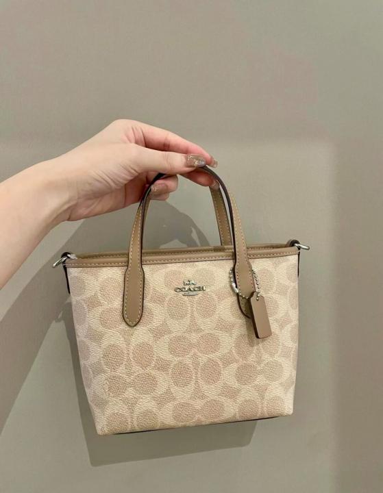 Coach City Mini Tote With OG Box Dust Cover Signature Canvas Milk Tea Apricot 6602