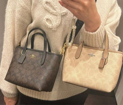 Coach City Mini Tote With OG Box Dust Cover Signature Canvas Milk Tea Apricot 6602
