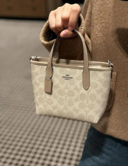 Coach City Mini Tote With OG Box Dust Cover Signature Canvas Milk Tea Apricot 6602