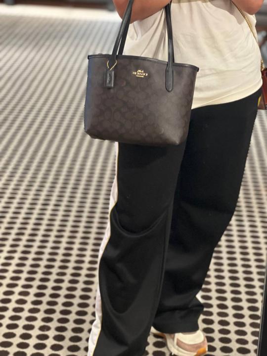 Coach City Mini Tote With OG Box Dust Cover Signature Canvas Coffee Black 6602