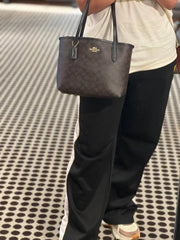 Coach City Mini Tote With OG Box Dust Cover Signature Canvas Coffee Black 6602