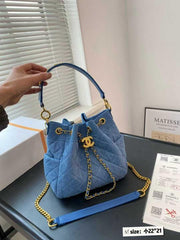 Chanel Classic 25 Bucket Premium Handbag Bag With OG Box & Dust Bag (Denim-1216)