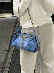 Chanel Classic 25 Bucket Premium Handbag Bag With OG Box & Dust Bag (Denim-1216)