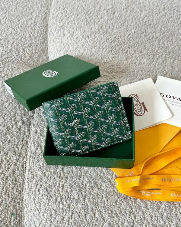 Goyard Gy Saint Florentin Leather Green Wallet With OG Box & Dust Bag 802 Green
