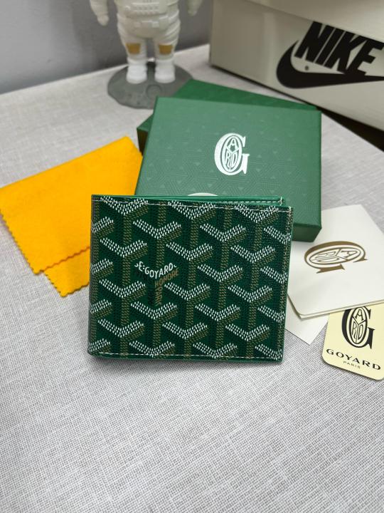 Goyard Gy Saint Florentin Leather Green Wallet With OG Box & Dust Bag 802 Green