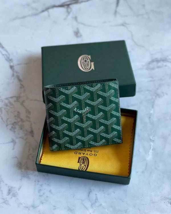 Goyard Gy Saint Florentin Leather Green Wallet With OG Box & Dust Bag 802 Green