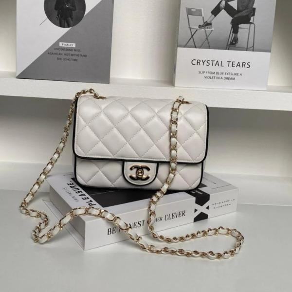 Chanel Pearl Classic Panda Flap Shoulder Bag With OG Box & Dust Bag (White-1202)
