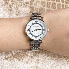 emporio armani silver white watch for her womens girls F283