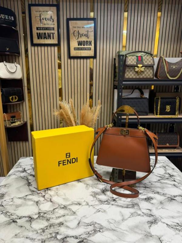 Fendi Peekaboo I see U Shoulder Bag With Box 731 Brown
