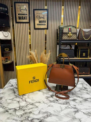 Fendi Peekaboo I see U Shoulder Bag With Box 731 Brown