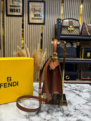Fendi Peekaboo I see U Shoulder Bag With Box 731 Brown