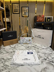 Coach Tabby Shoulder Bag Sketch Print With Double OG Box And Dust Bag Including Carry Bag White