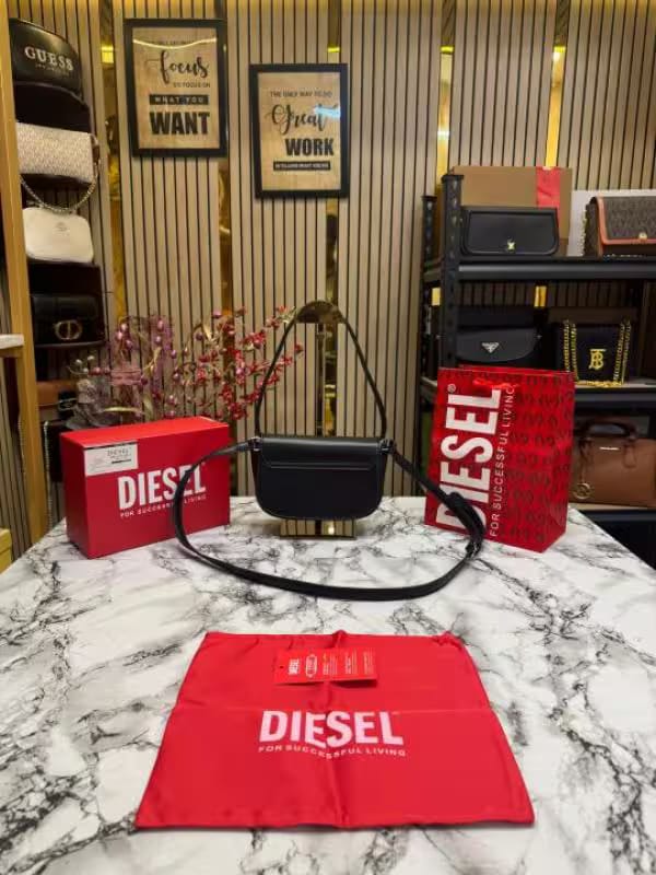 Diesel 1dr shoulder bag premium quality with box and dust bag including carry bag black