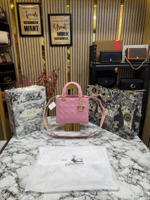 Christian Dior Lady Bag Glossy With Box And Dust Bag Including Carry Bag Pink 8851