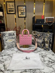 Christian Dior Lady Bag Glossy With Box And Dust Bag Including Carry Bag Pink 8851