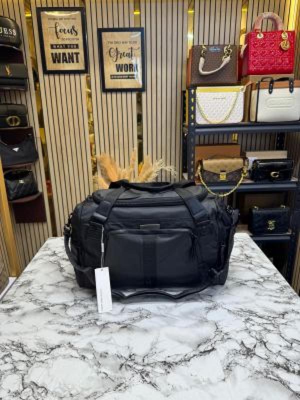Calvin Klein Black Travel Duffle Bag with Adjustable Strap & Front Zip Pocket (Z0863-BLACK)
