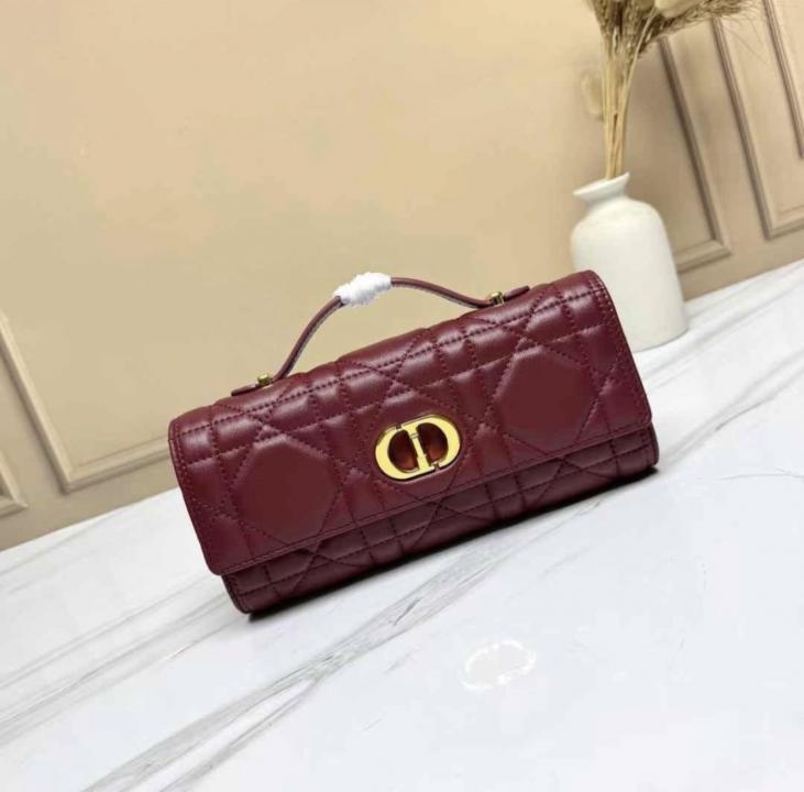 CHRISTIAN DIOR RED LAMBSKIN DIO.R MISS CARO TOP HANDLE BAG WITH OG BOX