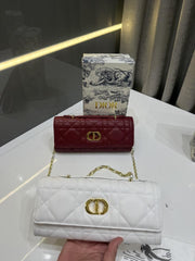 CHRISTIAN DIOR RED LAMBSKIN DIO.R MISS CARO TOP HANDLE BAG WITH OG BOX