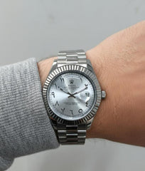 Rolex Oyster Perpetual Day Date Arabi Silver-White