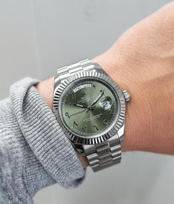 Rolex Oyster Perpetual Day Date Arabic Silver Green