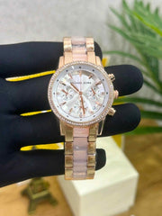 Michael Kors Ritz Rose gold White for her womens girls F270