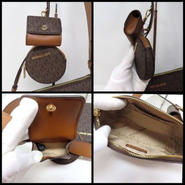 Michael Kors MK Jet Set Crossbody With Tech Accessories Coin Pouch & Ear Pod With Dust Bag (Coffee-Brown-M7021)
