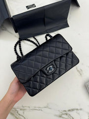 Chanel Classic Flap So Black Bag Quilted Design Matte Black With Dust Cover & Carry Bag 1119 Black
