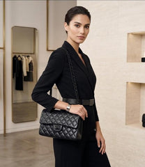 Chanel Classic Flap So Black Bag Quilted Design Matte Black With Dust Cover & Carry Bag 1119 Black