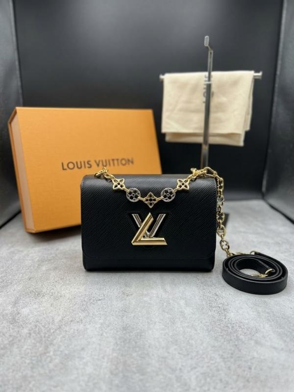 Louis Vuitton Twist MM Black Epi Leather Iconic LV Twist Lock Double Box & Dust Cover M22773 Black