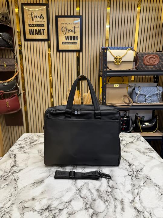 Mont Blanc Minimalist Leather Briefcase Slim Laptop Bag With Strap (M8910)