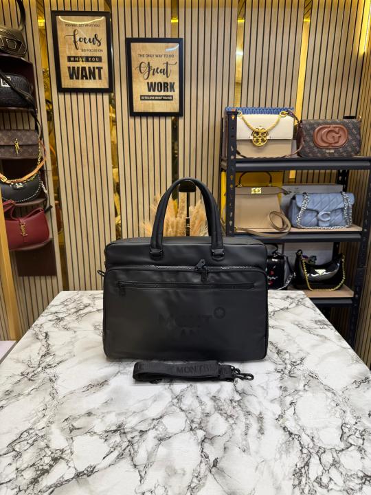 Mont Blanc Multi Compartment Briefcase Travel Laptop Bag With Strap (M8917)