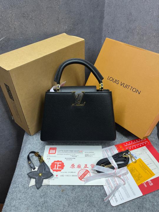 Louis Vuitton Capucines Medium Black OG Double Box With Dust Bag M24566 Black