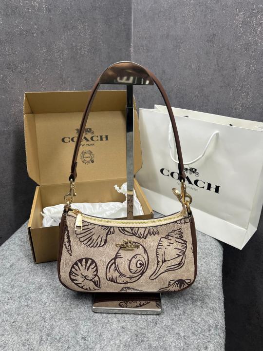 Coach Teri Shoulder Bag In Signature Canvas Shell Print OG & Dust Bag 66123