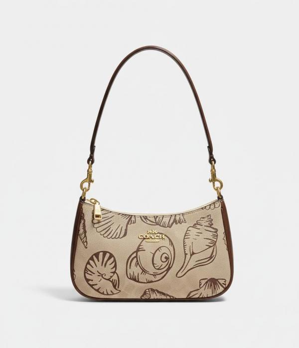 Coach Teri Shoulder Bag In Signature Canvas Shell Print OG & Dust Bag 66123